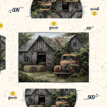 Weathered Barn with Classic Rusty Truck 500 Puzzle Schachtel 3D Modell