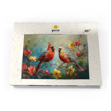 Northern Cardinals Among Spring Blossoms 500 Puzzle Schachtel Ansicht3