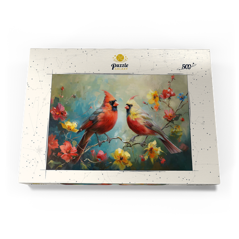 Northern Cardinals Among Spring Blossoms 500 Puzzle Schachtel Ansicht3