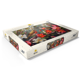Alternative Darstellung des Puzzle-Motivs Rotkehlchen inmitten von Frühlingsblüten – Puzzleteile: 200