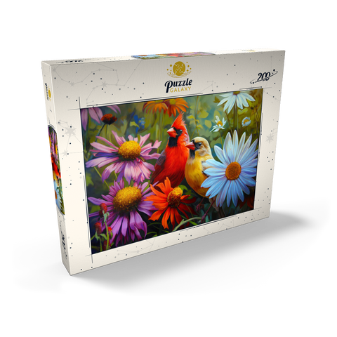 Northern Cardinal Pair Among Wildflowers 200 Puzzle Schachtel Ansicht2