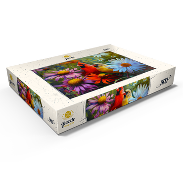 Northern Cardinal Pair Among Wildflowers 500 Puzzle Schachtel Ansicht1