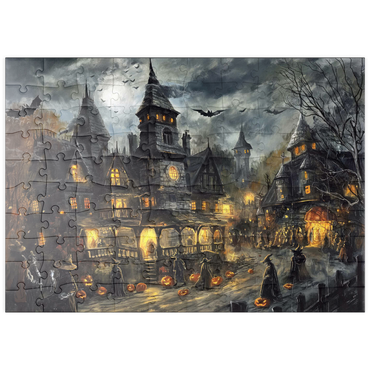 Darstellung des Puzzle Motivs puzzleplate Haunted Village Under Full Moon 100 Puzzle