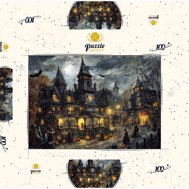 Darstellung des Puzzle Motivs Haunted Village Under Full Moon 100 Puzzle Schachtel 3D Modell