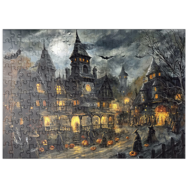 Darstellung des Puzzle Motivs puzzleplate Haunted Village Under Full Moon 200 Puzzle