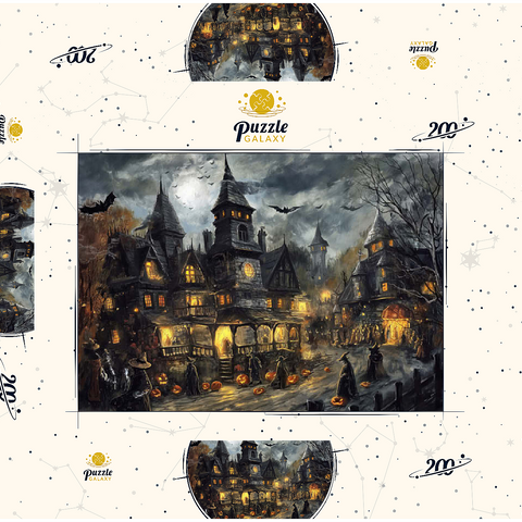 Darstellung des Puzzle Motivs Gespensterdorf bei Vollmond Haunted Village Under Full Moon 200 Puzzle Schachtel 3D Modell