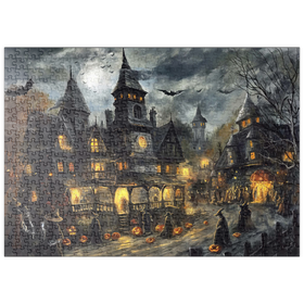 Darstellung des Puzzle Motivs Gespensterdorf bei Vollmond - Puzzleteile: 500