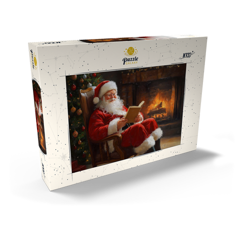Santa Claus Relaxing by Fireplace 1000 Puzzle Schachtel Ansicht2
