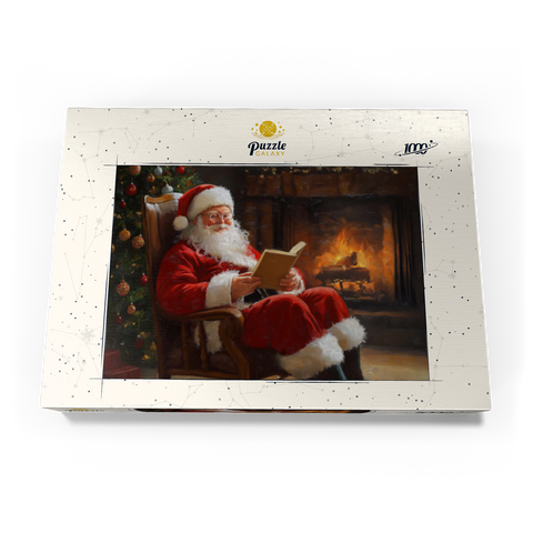 Santa Claus Relaxing by Fireplace 1000 Puzzle Schachtel Ansicht3