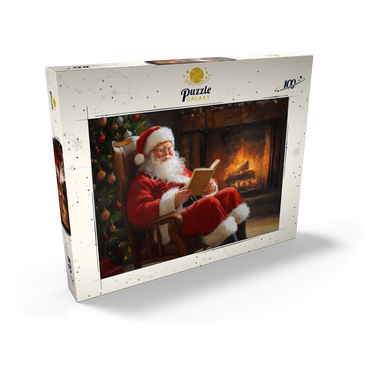 Santa Claus Relaxing by Fireplace 100 Puzzle Schachtel Ansicht2