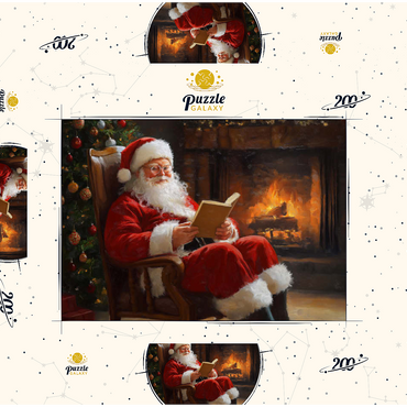 Santa Claus Relaxing by Fireplace 200 Puzzle Schachtel 3D Modell