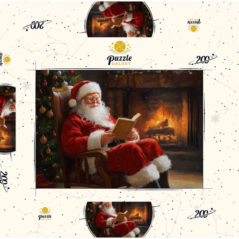 Santa Claus Relaxing by Fireplace 200 Puzzle Schachtel 3D Modell