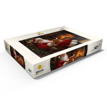 Santa Claus Relaxing by Fireplace 500 Puzzle Schachtel Ansicht1