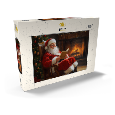 Santa Claus Relaxing by Fireplace 500 Puzzle Schachtel Ansicht2