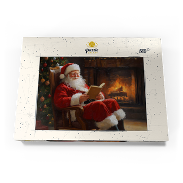 Santa Claus Relaxing by Fireplace 500 Puzzle Schachtel Ansicht3