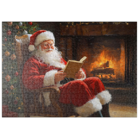 puzzleplate Santa Claus Relaxing by Fireplace 500 Puzzle