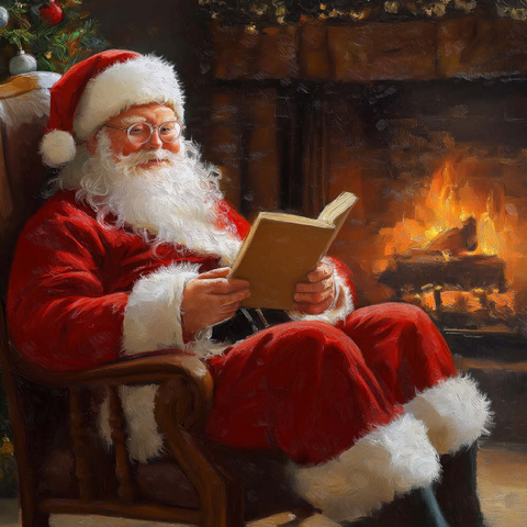 Santa Claus Relaxing by Fireplace 500 Puzzle 3D Modell