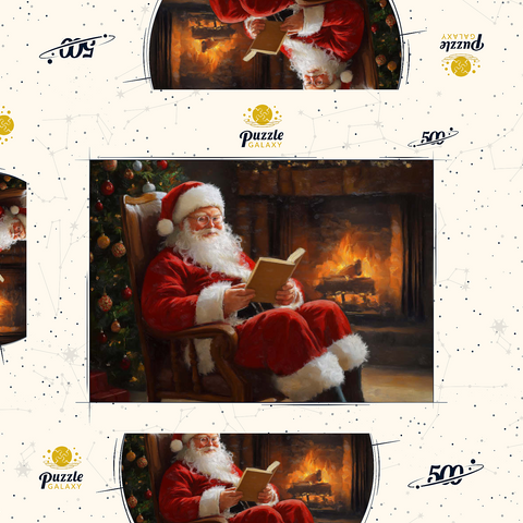 Santa Claus Relaxing by Fireplace 500 Puzzle Schachtel 3D Modell