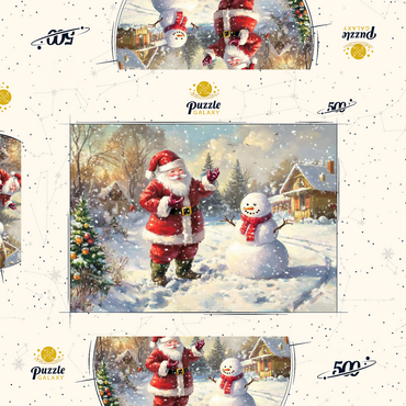Darstellung des Puzzle Motivs Santa Claus and Snowman in Winter Scene 500 Puzzle Schachtel 3D Modell