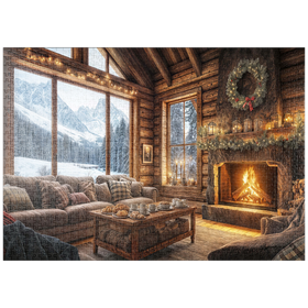 Darstellung des Puzzle-Motivs Gemütliches Blockhaus mit Bergblick – Puzzleteile: 1000