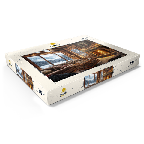 Cozy Log Cabin with Mountain View 100 Puzzle Schachtel Ansicht1