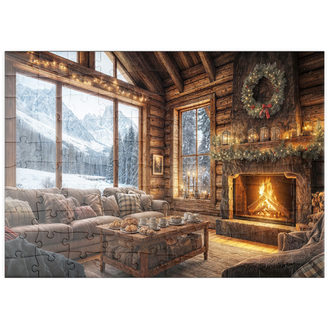 puzzleplate Cozy Log Cabin with Mountain View 100 Puzzle