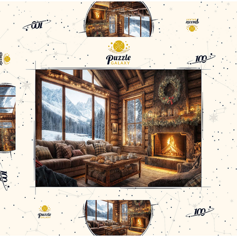 Cozy Log Cabin with Mountain View 100 Puzzle Schachtel 3D Modell