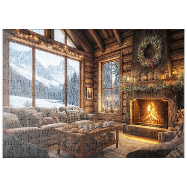 puzzleplate Cozy Log Cabin with Mountain View 200 Puzzle