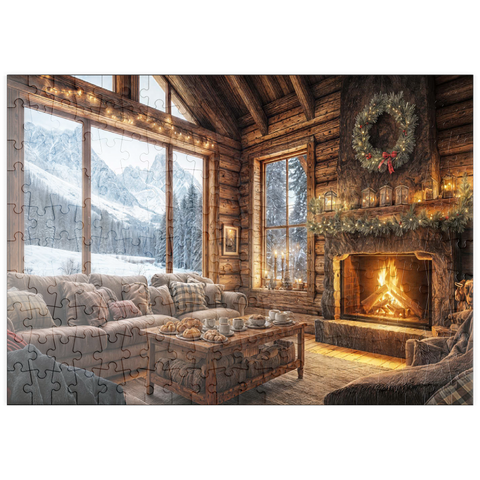 puzzleplate Cozy Log Cabin with Mountain View 200 Puzzle