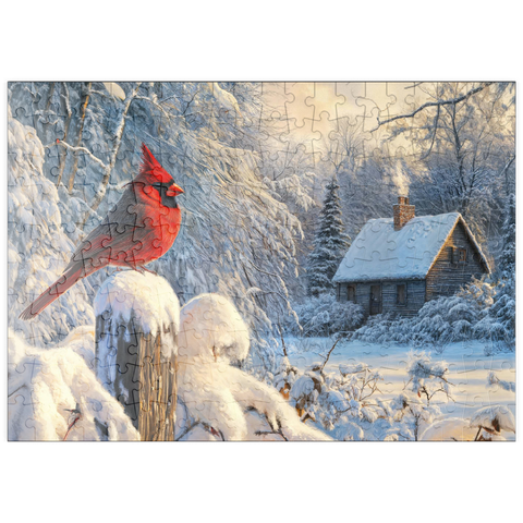 puzzleplate Northern Cardinal in Snowy Winter Landscape 200 Puzzle