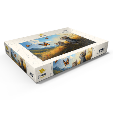 Kittens Watching Butterflies in Sunny Meadow 1000 Puzzle Schachtel Ansicht1