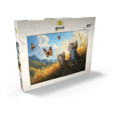 Kittens Watching Butterflies in Sunny Meadow 100 Puzzle Schachtel Ansicht2