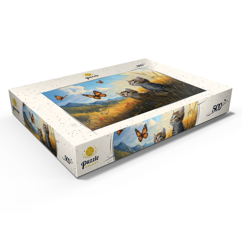 Kittens Watching Butterflies in Sunny Meadow 500 Puzzle Schachtel Ansicht1