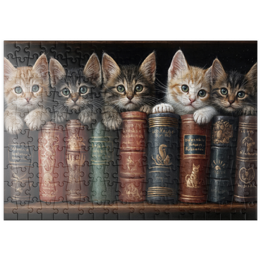 Darstellung des Puzzle Motivs puzzleplate Adorable Kittens Nestled Among Vintage Books 200 Puzzle