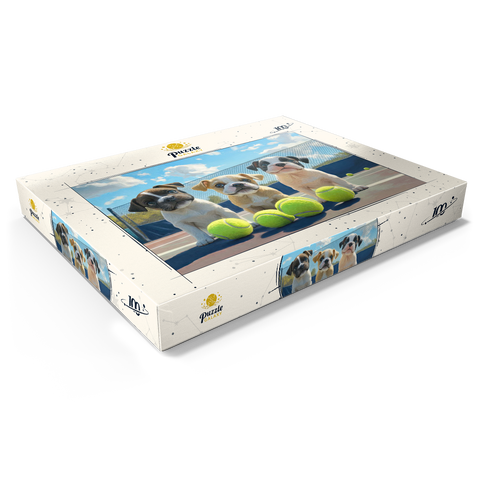 Adorable Puppies Playing with Tennis Balls 100 Puzzle Schachtel Ansicht1