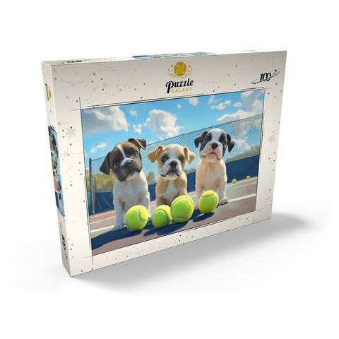 Adorable Puppies Playing with Tennis Balls 100 Puzzle Schachtel Ansicht2
