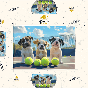 Adorable Puppies Playing with Tennis Balls 100 Puzzle Schachtel 3D Modell