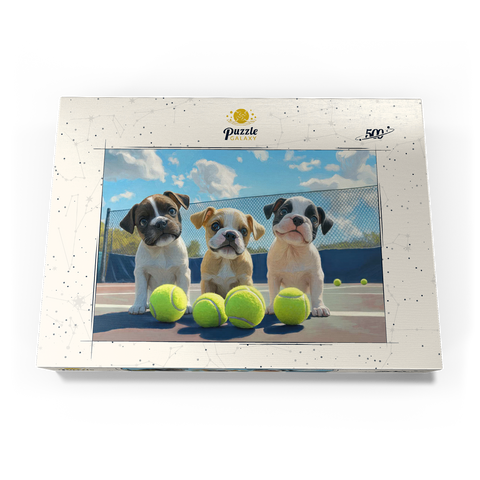 Adorable Puppies Playing with Tennis Balls 500 Puzzle Schachtel Ansicht3