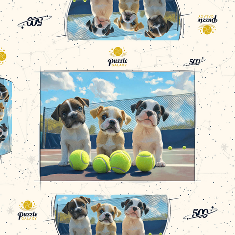 Adorable Puppies Playing with Tennis Balls 500 Puzzle Schachtel 3D Modell