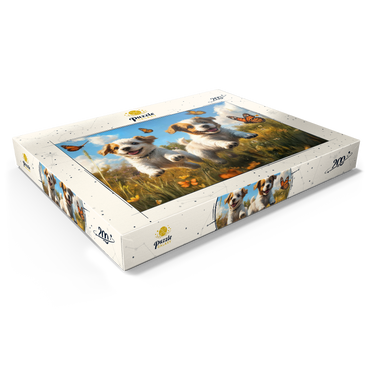 Joyful Puppies Running Through Meadow 200 Puzzle Schachtel Ansicht1
