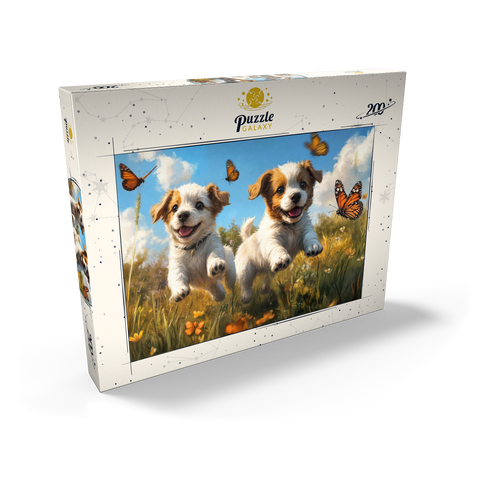 Joyful Puppies Running Through Meadow 200 Puzzle Schachtel Ansicht2