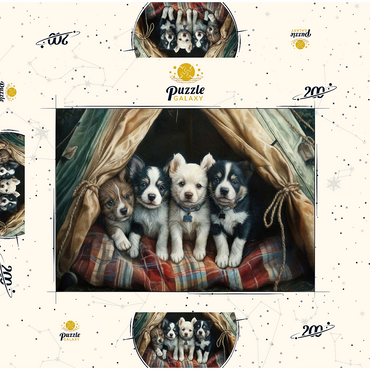 Darstellung des Puzzle Motivs Adorable Puppies Resting Inside a Cozy Tent 200 Puzzle Schachtel 3D Modell