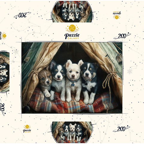 Darstellung des Puzzle Motivs Liebenswerte Welpen ruhen in einem gemütlichen Zelt Adorable Puppies Resting Inside a Cozy Tent 200 Puzzle Schachtel 3D Modell