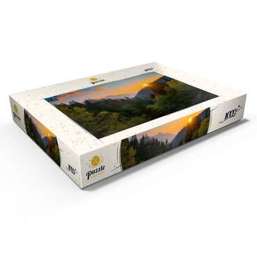 Darstellung des Puzzle Motivs Sunrise Over Forested Mountain Valley 1000 Puzzle Schachtel Ansicht1