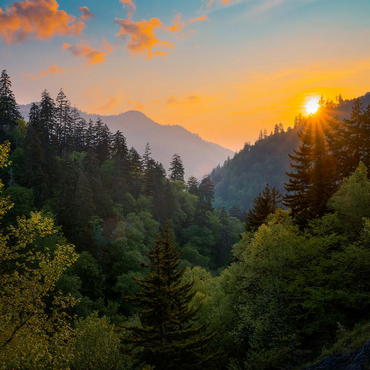 Darstellung des Puzzle Motivs Sunrise Over Forested Mountain Valley 500 Puzzle 3D Modell