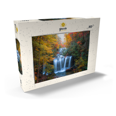Darstellung des Puzzle Motivs Autumn Waterfall Surrounded by Vibrant Foliage 500 Puzzle Schachtel Ansicht2