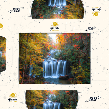 Darstellung des Puzzle Motivs Autumn Waterfall Surrounded by Vibrant Foliage 500 Puzzle Schachtel 3D Modell