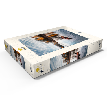 Darstellung des Puzzle Motivs Canoeing on Tranquil Lake in Autumn 1000 Puzzle Schachtel Ansicht1