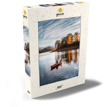 Darstellung des Puzzle Motivs Canoeing on Tranquil Lake in Autumn 1000 Puzzle Schachtel Ansicht2