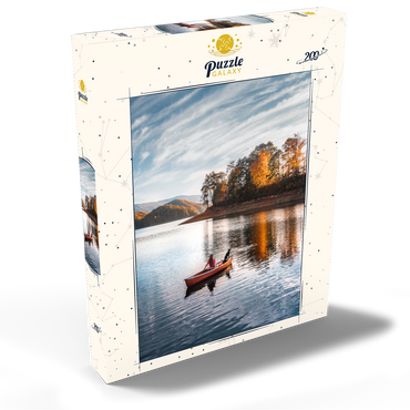 Darstellung des Puzzle Motivs Canoeing on Tranquil Lake in Autumn 200 Puzzle Schachtel Ansicht2